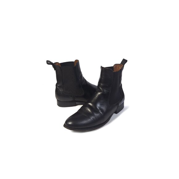 Vintage FRYE Melissa Chelsea Black Leather Ankle Boots Size 8 - Picture 1 of 11